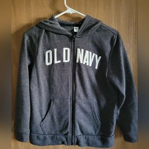 Boy's Old Navy Grey Zip Up Hoodie Size LG 10-12
